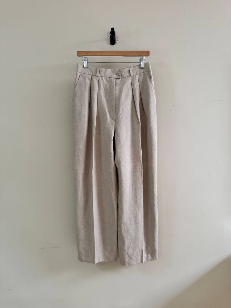 Bergdorf Goodman Vintage Tailored Pleated Linen Trousers — image 2 of 8